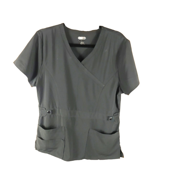 ScrubAid Women's Scrub Top Gray Polyester Spandex Blend Gray Size Medium - Picture 1 of 4